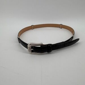 Brighton Black Croc Embossed Leather Silver Buckle Belt Size ML 32 Western
